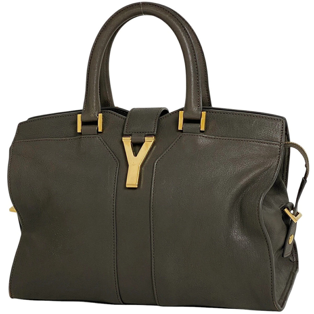 Saint Laurent Yves Cabas 2way Shoulder Bag Leather Gray